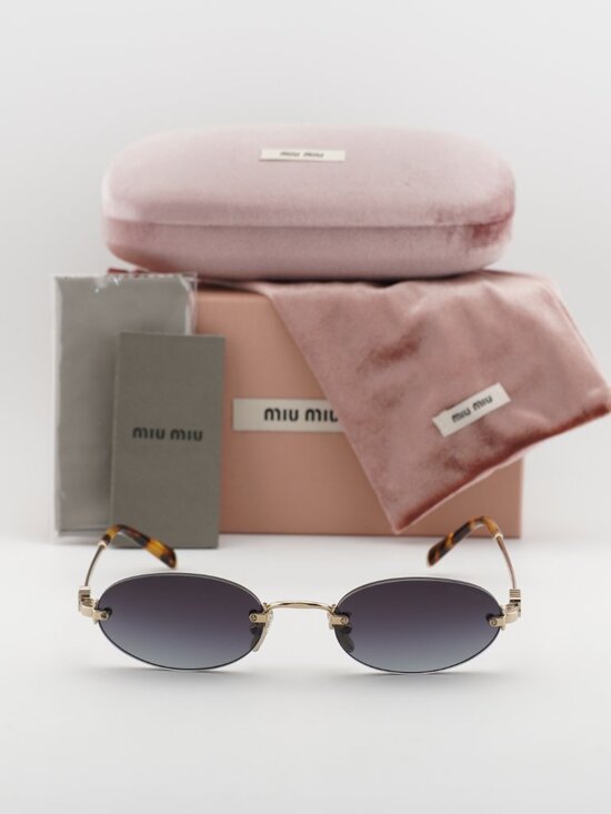 Miu Miu MUA54S ZVN5D1 Oval Rimless Sunglasses – Gold / Grey main image 6